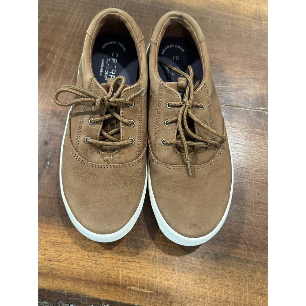 Sperry Spinnaker Unisex Big Kid Size 4.5 Lace-up Washable Tan Sneakers